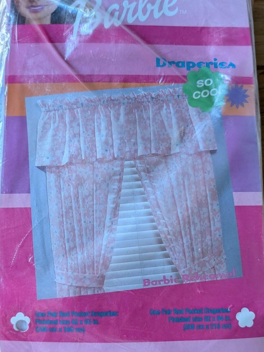 Vintage Barbie Curtains Pink Floral NIP
